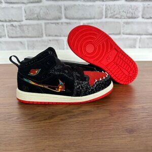 ⭐Rare Nike Jordan 1 Mid SE Siempre Familia 9C Toddler Shoes Black Red DN5120-001